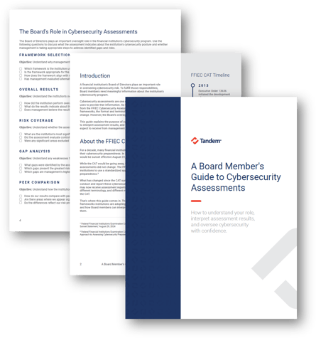 Three pages in the resource A Board Member’s Guide to Cybersecurity Assessments